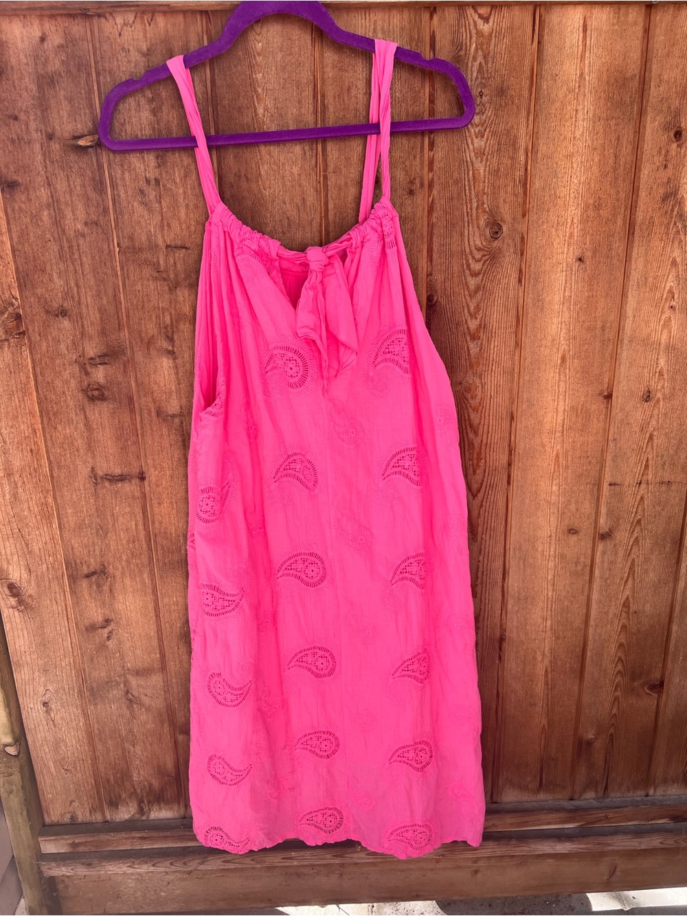 Bella Amore Made in Italy Pink Cotton Eyelet Sundress Size L Sleeveless Midi - Picture 3 of 14